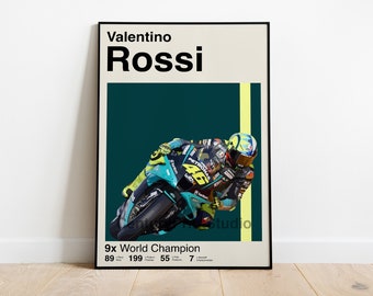 Valentino Rossi, VR46, Printable Poster, Vintage Poster, Wheelie