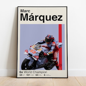 Marc Márquez Poster, MotoGP Ducati Minimalist, Mid-Century Modern Print, Gift for him, Motorsport Print, Wall Art, Bedroom Sport Art For Him
