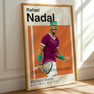 Rafael Nadal Poster, Tennis Wandkunst, Spanische Tennislegende Druck, Geschenk für Tennisliebhaber, moderne Sportkunst, Athleten Dekor, Roland Garros