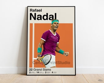 Affiche de Rafael Nadal, impression de tennis 16 x 24, impression de Rafa Nadal, art du tennis, affiche minimaliste, affiche de sport, décoration de tennis - TÉLÉCHARGEMENT NUMÉRIQUE-