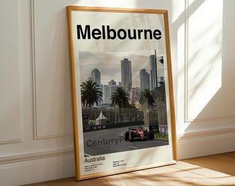 Australiens Grand Prix-affisch, F1-väggkonst, modern racingtryck, Albert Park Melbourne, motorsportpresent till Formel 1-fans, racingaffisch