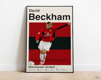 David Beckham Poster, 16 x 24 Soccer Poster Minimalist, Mid-Century Modern Print, Wall Art  -DIGITAL DOWNLOAD-