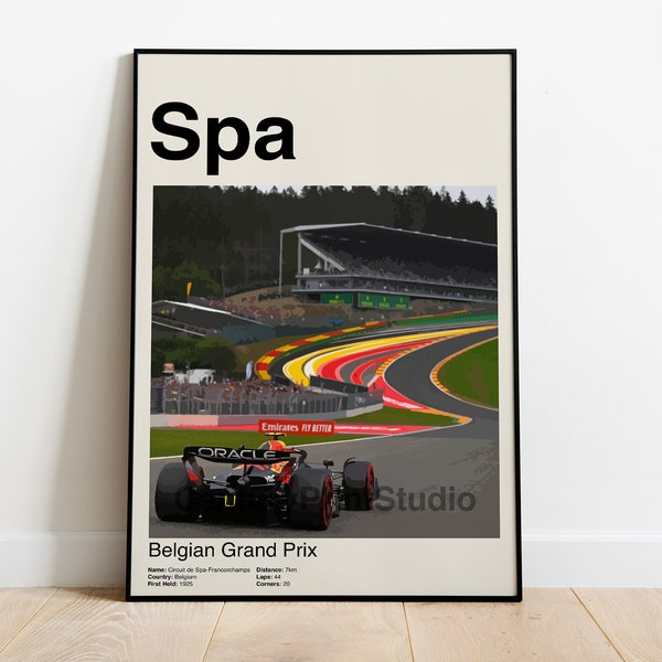 Affiche de spa, impression Spa Francorchamps 16 x 24, Grand Prix de Belgique, art de la formule 1, impression de sport, cadeau de fan de F1, impression de chambre à coucher - TÉLÉCHARGEMENT NUMÉRIQUE-