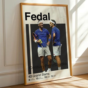Poster di Rafael Nadal e Roger Federer, stampa di tennis, stampa di Nadal e Federer, arte del tennis, stampa minimalista, poster di tennis, arte sportiva per camera da letto