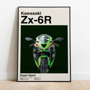 KAWASAKI Ninja ZX-6R 1995 - Motorcycle Japanese Poster Wall