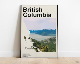 British Columbia Poster, Mid-Century Modern Wall Art (Digital Download)