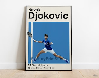Affiche inspirée de Novak Djokovic, 16 x 24 Tennis Minimalist, Mid-Century Modern Print, Wall Art -DIGITAL DOWNLOAD-