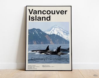 Vancouver Island Poster, 16 x 24 Minimalist Canadian, Mid-Century Modern Print, Wall Art  -DIGITAL DOWNLOAD-