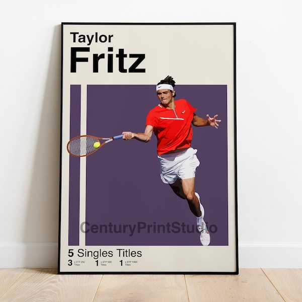 Taylor Fritz Poster, 16 x 24 Tennis Poster, Federer Print, Indian Wells Art, Minimalistisches Poster, Sport Poster, Tennis Geschenk -DIGITAL DOWNLOAD-