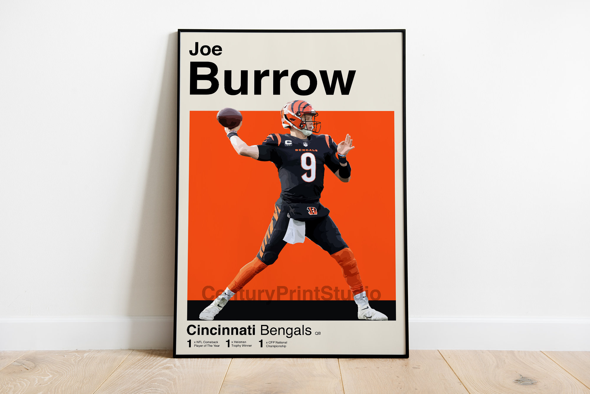 Joe Burrow Ja'Marr Chase Tee Higgins Cincinnati Bengals Football Art  Poster