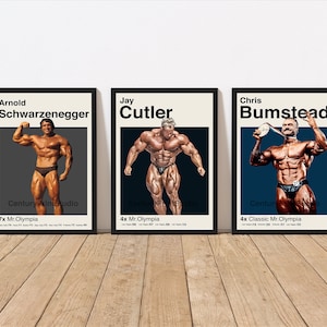 Bumstead Schwarzenegger Cutler Poster, 16 x 24 Body Building Minimalist, Mid-Century Modern Print, Wall Art  -DIGITAL DOWNLOAD-