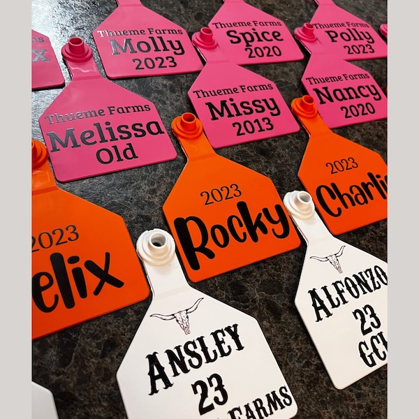 Custom cattle ear tags - personalized stockman eartags - Ask about bulk pricing - UV Printed, No Vinyl Used