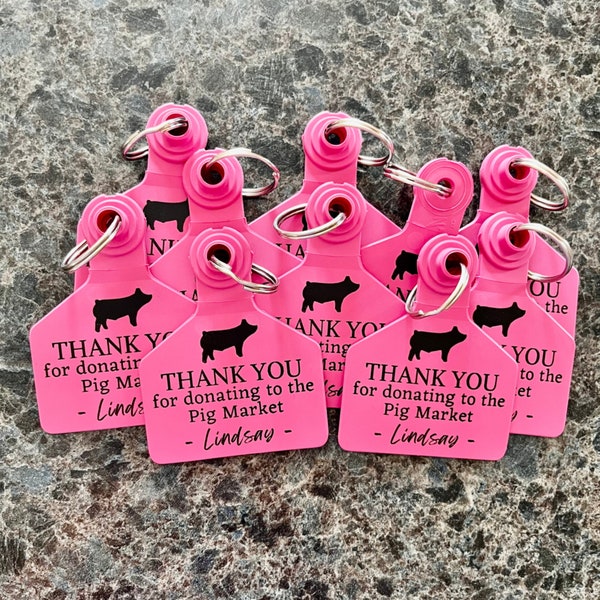 Custom Ear Tag Keychain-Thank You County Fair-Stockman Eartags-Market steer, pig, lamb, rabbit, goat, chicken, 4-H, Livestock Show Gifts