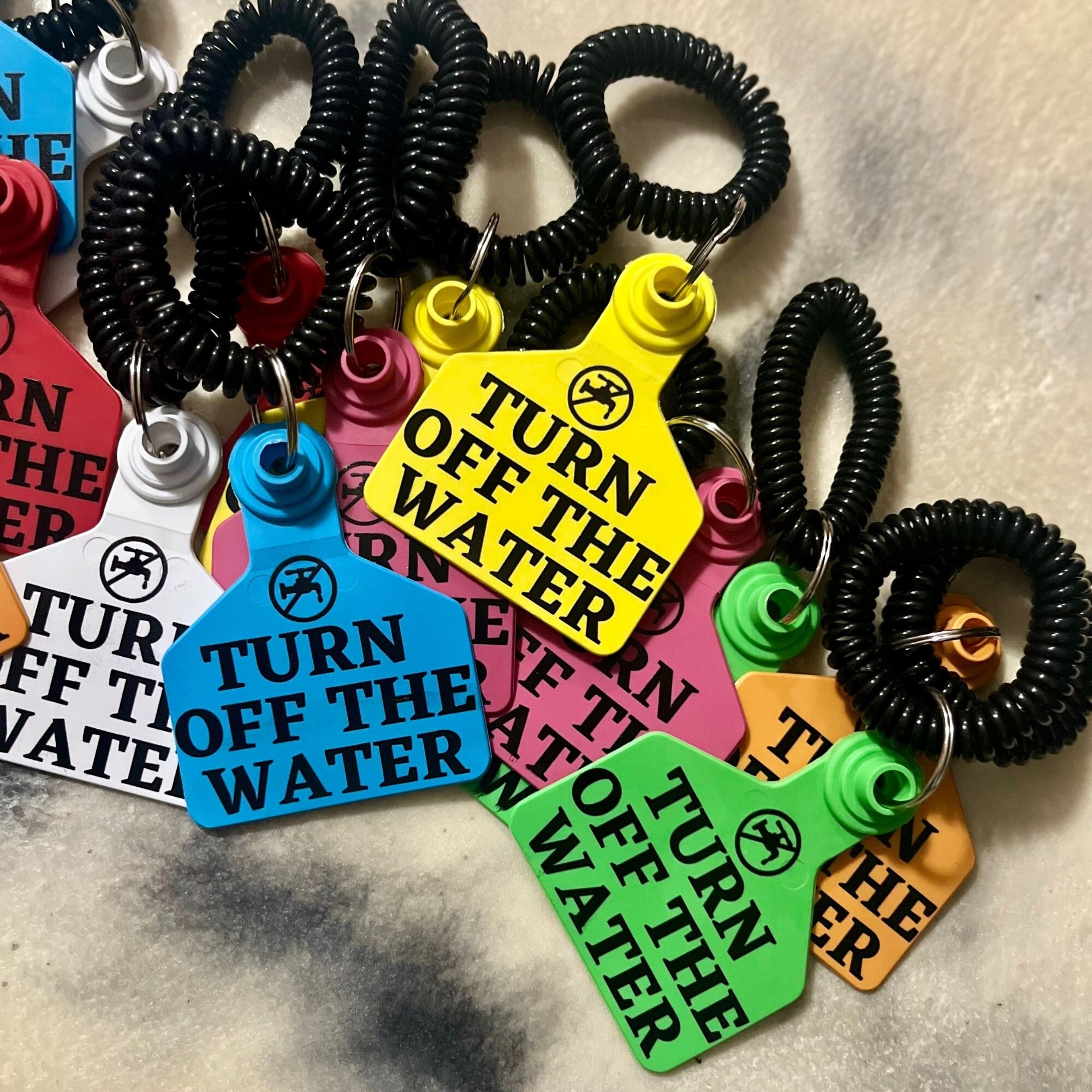 Off white store pink keychain