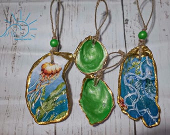 Ensemble de décorations artisanales en coquillages d'huîtres