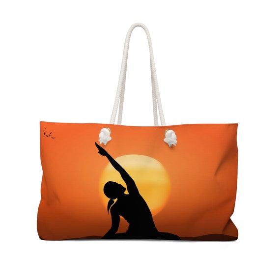 Yoga Bag, Weekender Bag, Orange Yoga Travel Bag, Gift for Her