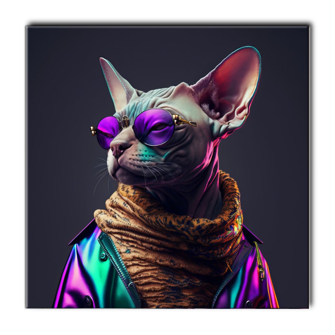 Cat Art Print Abstract Art Cat Wall Art Cat Wall Decor AI Etsy