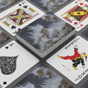 Cartes de poker : brouillard givrant, givre blanc sur les plantes en bordure de route