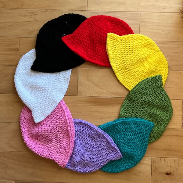 Handmade Crochet Bucket Hat Solid Color