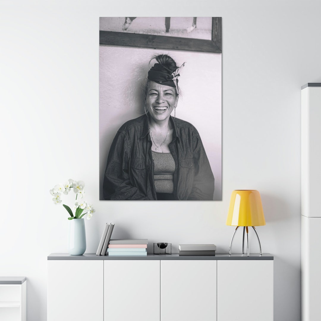 Smiling Canvas Black and White Canvas Dark Canvas Wall Art Etsy