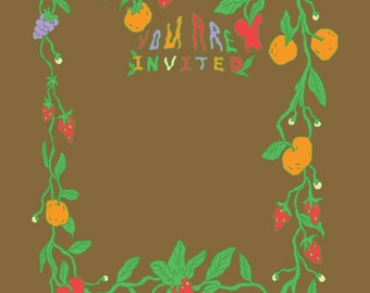 Warm toned fruit themed invitation template DIY