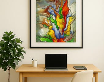 Blühende Unbekannte Flüssigkeit Kunstdruck - Bunte Abstrakte Wandkunst (Digitaler Download)