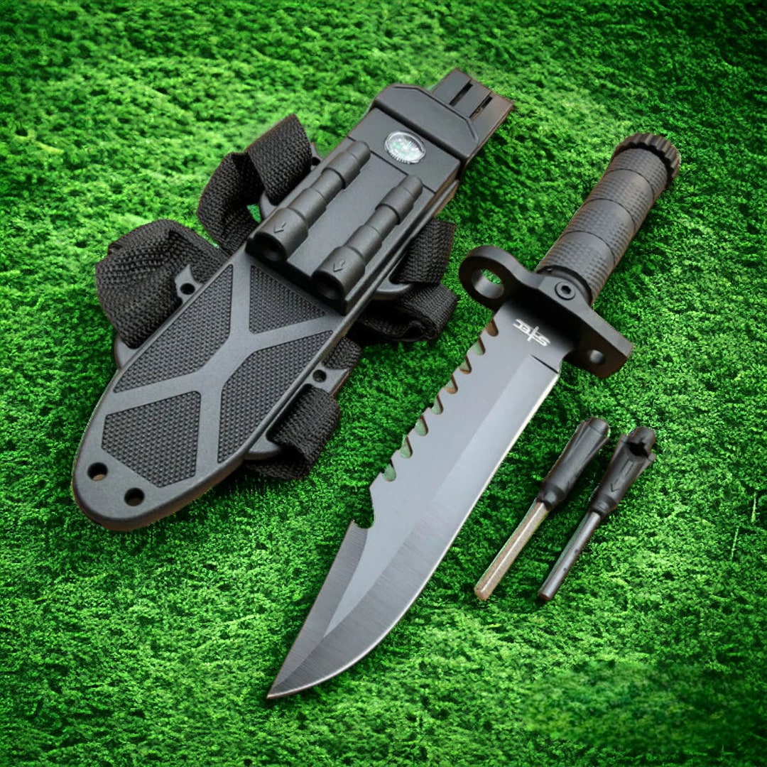 12.5 MILITARY SURVIVAL Hunting Fixed BLADE Tactical Army Knife W Fire
