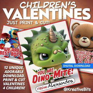 12 biglietti di San Valentino stampabili per bambini, biglietti di San Valentino per la classe