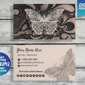 Designer Business Card | Beige Business Card | DIY Business Card | Butterfly Design | Editable Business Card Template | Info Card | S02A
