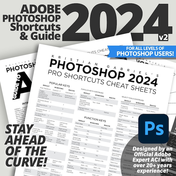 Adobe Photoshop 2024 Cheat Sheet: Complete Guide with Shortcuts, File Formats, AI Tools & FAQs - Instant PDF Download, Adobe Help