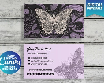 Designer Business Card | Lavender Business Card | DIY Business Card | Butterfly Design | Editable Business Card Template | Info Card | S03A