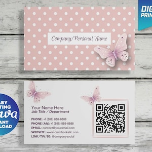 Beauty Business Card | Pink Business Card | DIY Business Card | Polka Dot Business Card | Editable Business Card Template | S01A
