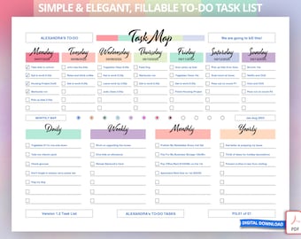 Daily Task Organizer | Task Map | Printable To-Do PDF | Daily Task Tracker | Task Management Tool | Goal-oriented List | Printable Task List