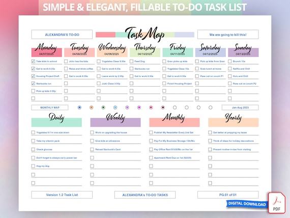 Taskmap Document Processes Daily Task Organizer | Task Map | Printable