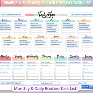 Monthly Task Organizer | Printable Task Template | Monthly Task Tracker | Task Management Tool | Routine Task List | Printable Task List