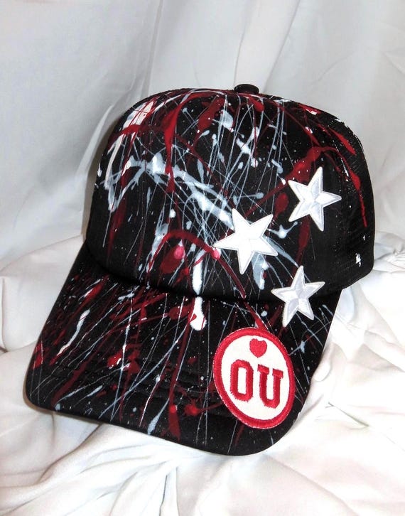 Boomer Sooner Canvas: Hand‑painted OU Trucker Hat With  display picture 3