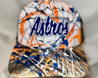 Hand-Painted Astros Trucker Hat: Houston Baseball Pride
