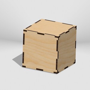 Kubus geschenkdoos - 100 mm x 100 mm x 100 mm, (4 mm hout) Digitaal bestand-lasersnijden