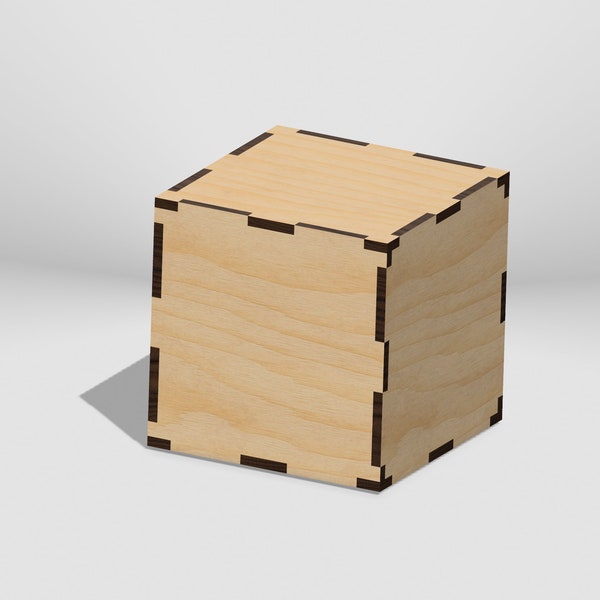 Cube Gift Box-100mm x 100mm x 100mm,(4mm wood) Digital File-Laser Cut