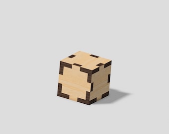 1 cal x 1 cal Cube Box - drewno o grubości 1/8 cala - cięte laserowo - plik cyfrowy