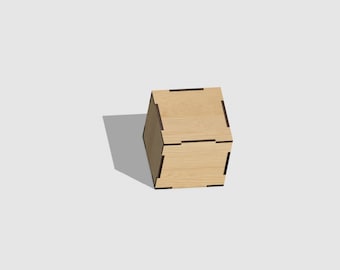 Cube Box- 6 inch x 6 inch- 1/4 inch thick wood- digital file- laser cut