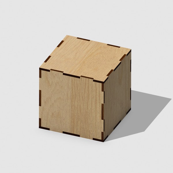Caja de regalo de cubo- 3,5 pulgadas x 3,5 pulgadas-(madera de 1/8 de pulgada) Corte láser, descarga digital