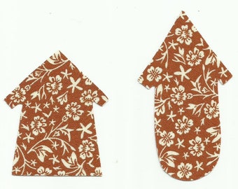 Set of 2 Copper Floral Birdhouse Fabric Iron on Appliques ~ No Sew ~ DIY