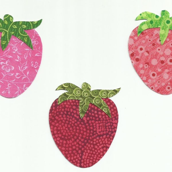 Small Strawberry Fabric Iron on Applique ~ Your Choice from 3 options