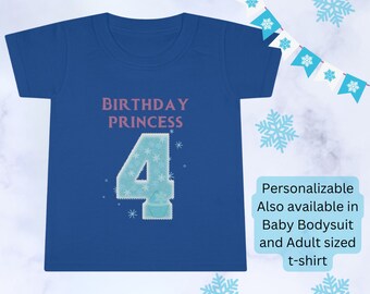 Personalized Frozen Birthday Shirt with Snowflakes - Birthday Princess or Birthday Squad - Custom Name & Age - Frozen Inspired Tee