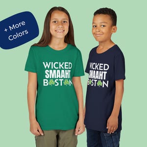 Wicked Smaaht Boston Cloverleaf Kids T-Shirt, Funny Bahstin Accent Gift, Wicked Smart Shirt, Boston Shirt Youth, New England Pride Kid Gift