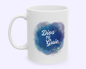 Kubek akwarelowy "Dios Me Guie" dla miłośników kawy, kubek Abuela, prezent hiszpański, latynoska filiżanka do kawy, chrześcijański kubek do kawy na Dzień Matki