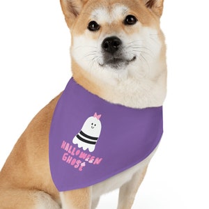 Halloween ghost,  Pet Bandana Collar, trick or dog treats, spookie pookie, cat bandana, holiday flair, Halloween pet gift, ghost bandana, US