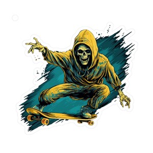 Creep it real, the dead still shred, Kiss-Cut Vinyl Decals, skate or die, hoodie voor op de motorkap, board hoard, skeleton man, trick or treat, VS