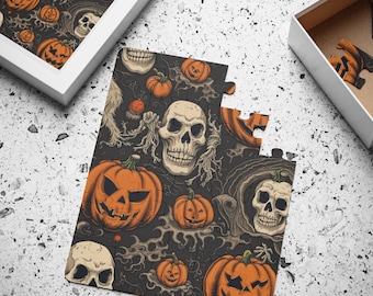 Spooky Skull and Jack-o'-lantern, Kids' Puzzle, 30-Piece, Kids Halloween Puzzle, trick or treat, craft puzzle design